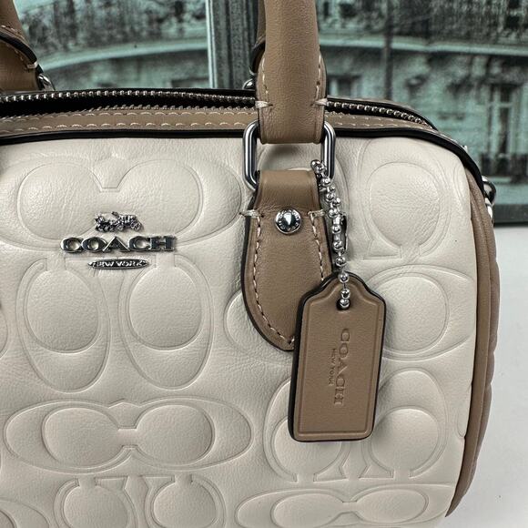 Coach CY744 Mini Rowan Crossbody Bag In Blocked Signature Leather IN CHALK - Picture 7 of 9